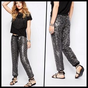 Free people high rise metallic sequin joggers (S)